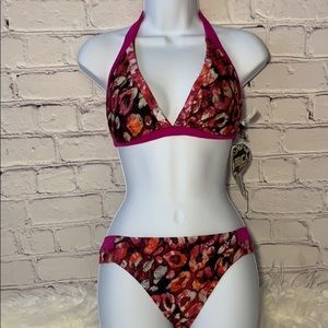 NWT Becca reversible halter bikini size large